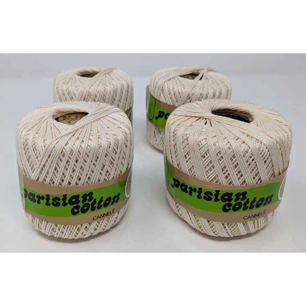 Vintage RBC Parisian Cotton Cannele NOS Lot 4 Ecru Mercerised Crochet 432 yds